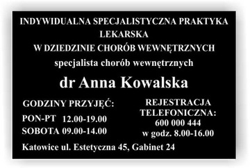 tablica TABLICZKA GABINET STOMATOLOGICZNY 295x260