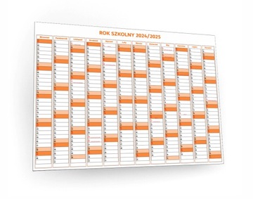 Planer kalendarz terminarz szkolny 2024/2025 suchościeralny 60x40 ORANGE
