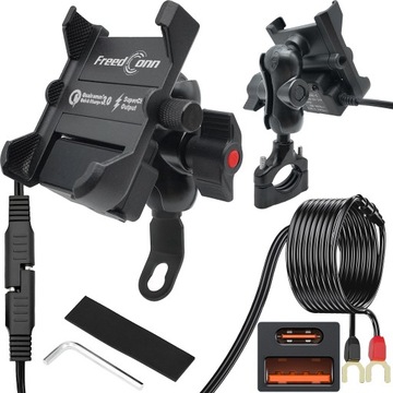 MC10N FreedConn UCHWYT MOTOCYKLOWY NA TELEFON MOTOCYKL USB-C QC 3.0