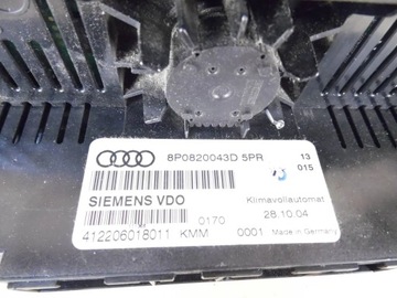 AUDI A3 8P PANEL KLIMATIZACE 8P0820043D