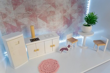 ДЕРЕВЯННЫЙ КУКОЛЬНЫЙ ДОМ XXL АКСЕССУАРЫ МЕБЕЛЬ СВЕТОДИОДНАЯ СВЕТИЛЬНИК KINDERPLAY 100см