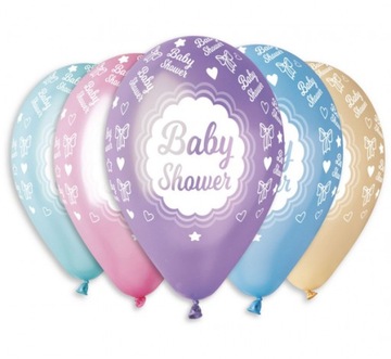 Kolorowe Balony metaliczne Baby Shower DUŻE 5 szt