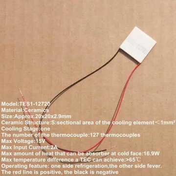 Seria TES/TEC 10x10 15x15 20x20mm ceramiczny moduł peltiera do chłodzenia