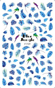 Наклейки на декорацию ногтей попугают Поли листья