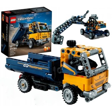 LEGO Technic 2w1 Wywrotka Koparka 42147 + Torba Lego, Prezent na dzień Ojca