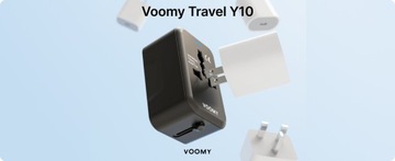 Адаптер VOOMY с английской вилкой, 1x USB-C и 1x USB-A, черный