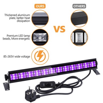 УФ-светодиодная лампа, 12 светодиодов Blacklight мощностью 36 Вт