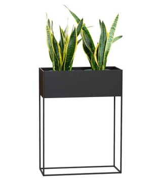 DONICA METALOWA PROSTOKĄTNA RODOS, 85 cm CZARNA