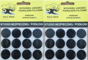 PODKŁADKI FILCOWE POD MEBLE 20mm KÓŁKA CZARNE FILC STOŁKI KRZESŁA MOCNE 24x