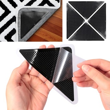 4 РЕЗИНОВЫХ УГЛОВЫХ ПРОТИВОСКОЛЬЗЯЩИХ НАКЛАДКИ ДЛЯ КОВРА + КОРОБКА