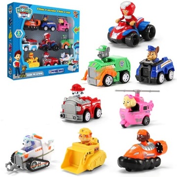 PSI PATROL FIGURKI AUTKA Z NAPĘDEM ZESTAW 9 SZT SKAY ZUMA RYDER