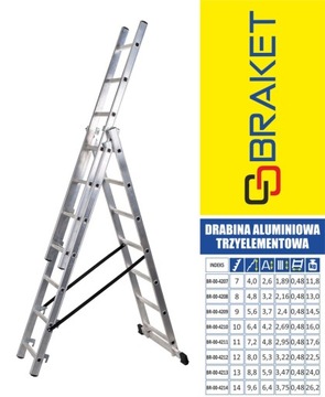 DRABINA ALUMINIOWA 3-ELEMENTOWA 420CM 7+7+7 SZCZEB