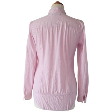 Różowa koszula damska body w białe paski M długi rękaw bluzka biurowa