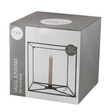 ŚWIECZNIK ścienny METALOWY na długą świecę czarny