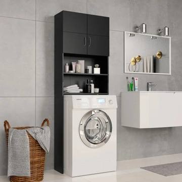 Szafka na pralkę czarna 64x25,5x190 cm materiał drewnopochodny