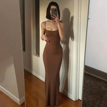 Women’s Suspender Bodycon Slim Fit Long Dress Fa