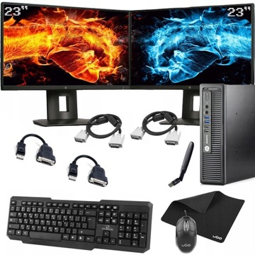 ZESTAW PC DO NAUKI HP 800 G1 Core i3 16GB WiFi DWA MONITORY LED 23'' WIN11