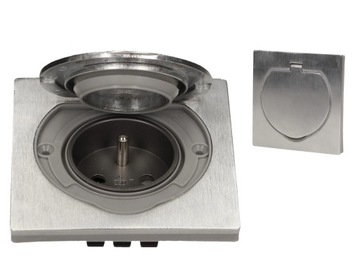 Герметичная встраиваемая водонепроницаемая стальная напольная розетка ORNO IP55