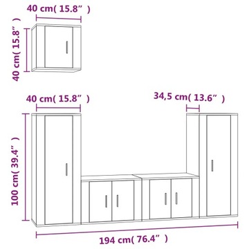 Подставка для телевизора, 5 предметов, белая с p