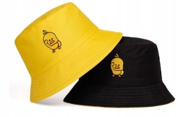 BUCKET HAT, KAPELUSZ RYBAKA CZARNO-ŻÓŁTY Kaczki