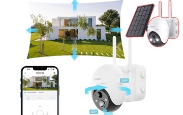 Уличная солнечная камера с вращающейся батареей WIFI 5MPx 4x Zoom 64GB Card