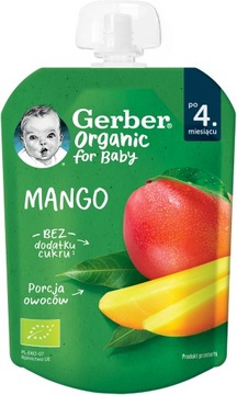 GERBER ORGANIC Deserek w tubce Mango dla niemowląt po 4. miesiącu 80g