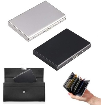 2x CARD HOLDER METALOWE PORTFEL KARTY BLOKADA RFID ANTYWŁAMANIOWE PREZENT