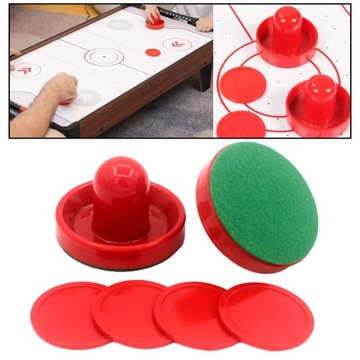 1 набор мини-толкателей для аэрохоккея и шайб для аэрохоккея, для детей 2 красных толкателя