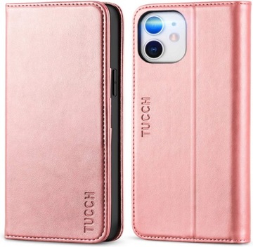 Etui Portfel magnet slim TUCCH Skóra PU do iPhone 12 6.1 rose