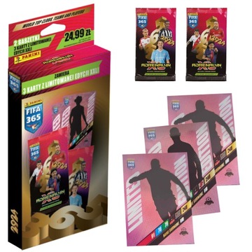 SUPER BLISTER XXL PANINI FIFA 365 2024 12 ФУТБОЛЬНЫХ КАРТОЧЕК 3 XXL LIMITED