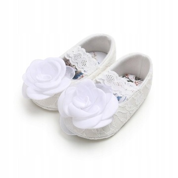 Buty buciki niechodki balerinki wizytowe BIAŁE do CHRZTU 74-80 11,5 18 19