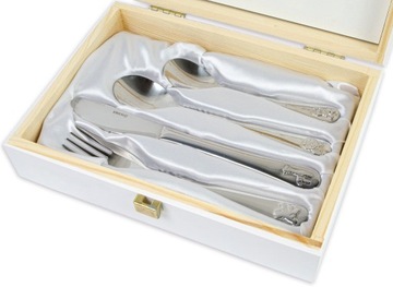 СТОЛОВЫЕ ПРИБОРЫ ДЛЯ РЕБЕНКА В КОРОБКЕ, ПОДАРОК ​​НА КРЕЩЕНИЕ