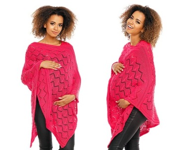 Ażurowe poncho sweter długi oversize