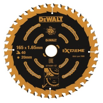 DeWALT DT10301 TARCZA PILARSKA EXTREME 165x20 40T