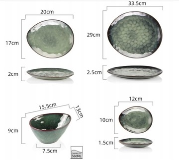 VANCASSO STARRY GREEN презентационный сервиз для десертов, керамические тарелки, 33 предмета