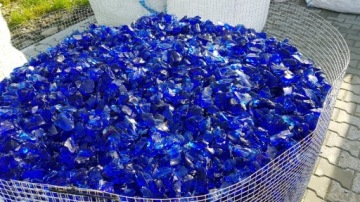 СТЕКЛЯННОЕ СТЕКЛО ГОЛУБОЙ КАМЕНЬ ДЛЯ САДОВЫХ ГАБИОНОВ 5кг 10-20см