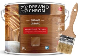 DREWNOCHRON IMPREGNAT GRUNT DO DREWNA 9L + PĘDZEL