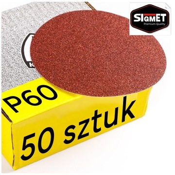 Krążek ścierny PAPIER DYSK NA RZEP OKRĄGŁY 125mm P60 KRĄŻKI ŚCIERNE 50 szt