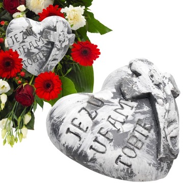 SERCE DEKORACJA GRÓB WIENIEC GIPS JEZU UFAM TOBIE