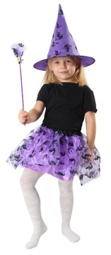 ZESTAW CZAROWNICA FIOLETOWY HALLOWEEN BAL
