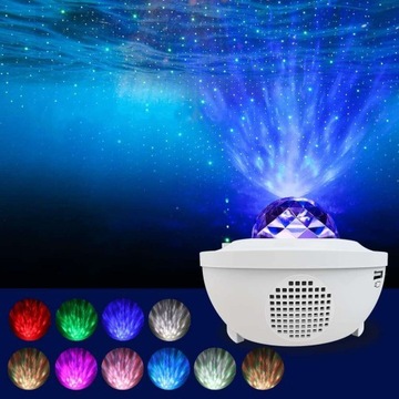 LAMPKA PROJEKTOR GWIAZD LED BLUETOOTH USB BIAŁY