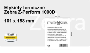 Термоэтикетка Зебра белая 101х158мм диаметр 25мм