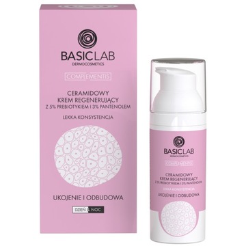 BasicLab Lekki Ceramidowy Krem Regenerujący Cerę Wygładzający Skórę 50 ml