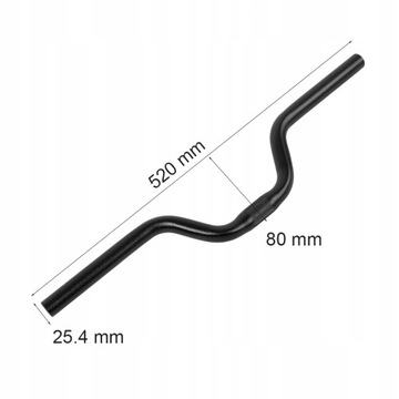 РУЛЬ ВЕЛОСИПЕДА АЛЮМИНИЕВЫЙ ЧЕРНЫЙ 25,4X520MM 80MM