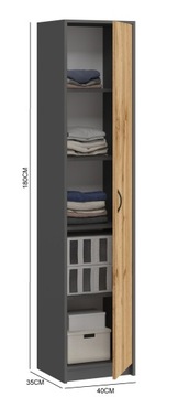 GABI ЗАКРЫТЫЙ КНИЖНЫЙ ШКАФ ШКАФ ДУБ АНТРАЦИТ WOTAN