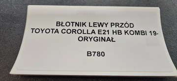 BLATNÍK LEVÝ PŘEDNÍ TOYOTA COROLLA E21 HB KOMBI 19-