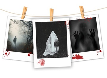 НАБОР УКРАШЕНИЙ НА ХЭЛЛОУИН ТЕМНЫЕ ФОТОГРАФИИ ПОЛЯРОИДЫ BLOOD GHOST - 12 ШТ.