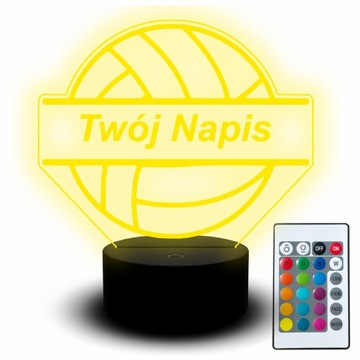 Lampka Nocna Led Statuetka RGB 3D Grawer Dla Siatkarki Piłka do Siatkówki