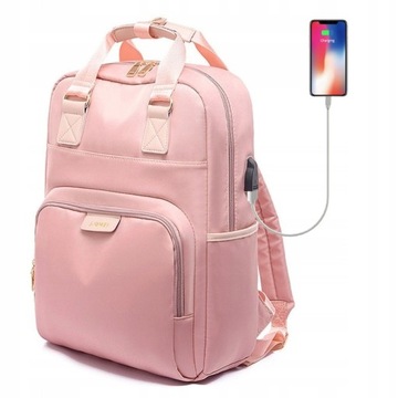 Plecak JQ Stella na laptopa 15,6 z USB różowy