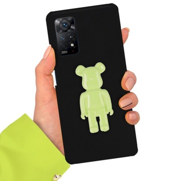 ETUI MATT 3D SILIKONOWE CZARNE + ZIELONY MIŚ DO XIAOMI REDMI NOTE 11 PRO 4G